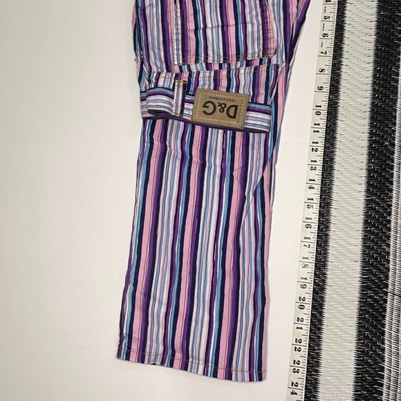 D & G Dolce & Gabbana Purple Striped Cropped Pants Jeans - Picture 5 of 6